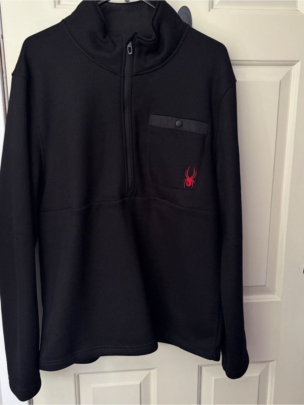 Spyder Black Half-Zip Pullover with Red Spider Logo
